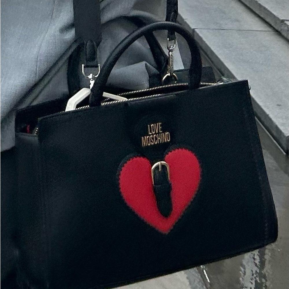 Love Moschino Black and Red Heart Satchel